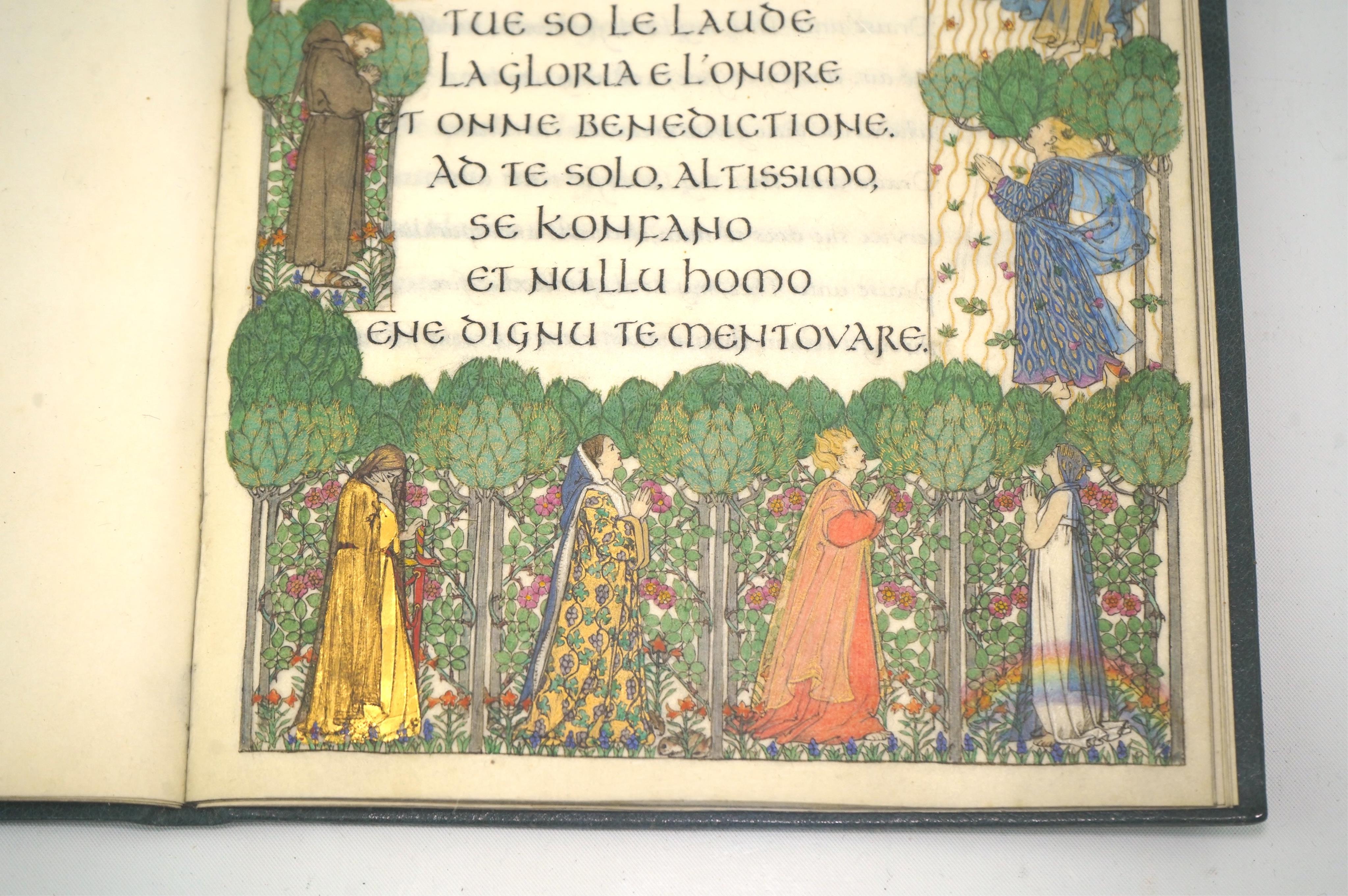 Kingsford, Florence [Lady Cockerell] (1871-1949), (illustrator), Graily Hewitt (1864-1952), (calligrapher) - Hymn of Saint Francis, with an finely executed illuminated title, the borders worked with Saint Francis and sev